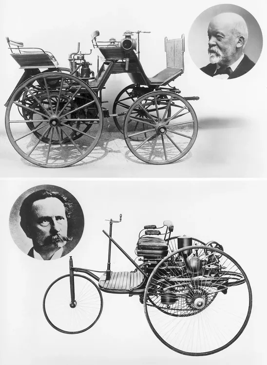 136 años del automóvil. foto 6. (arriba) Gottlieb Daimler (abajo) Carl Benz